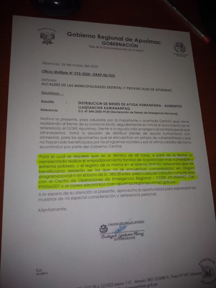 Challhuahuacho: Se inició empadronamiento a la población que no recibe ningún beneficio social